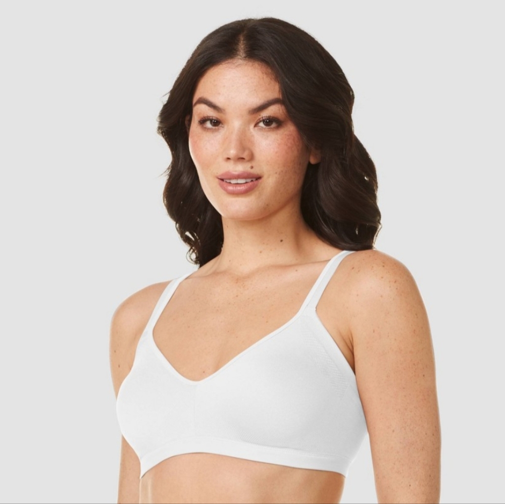 NEW Warner's White Easy Does It Underarm Smoothing Wirefree Bra Size Large